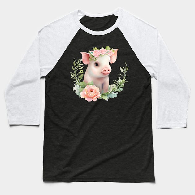 Baby pig Baseball T-Shirt by DreamLoudArt